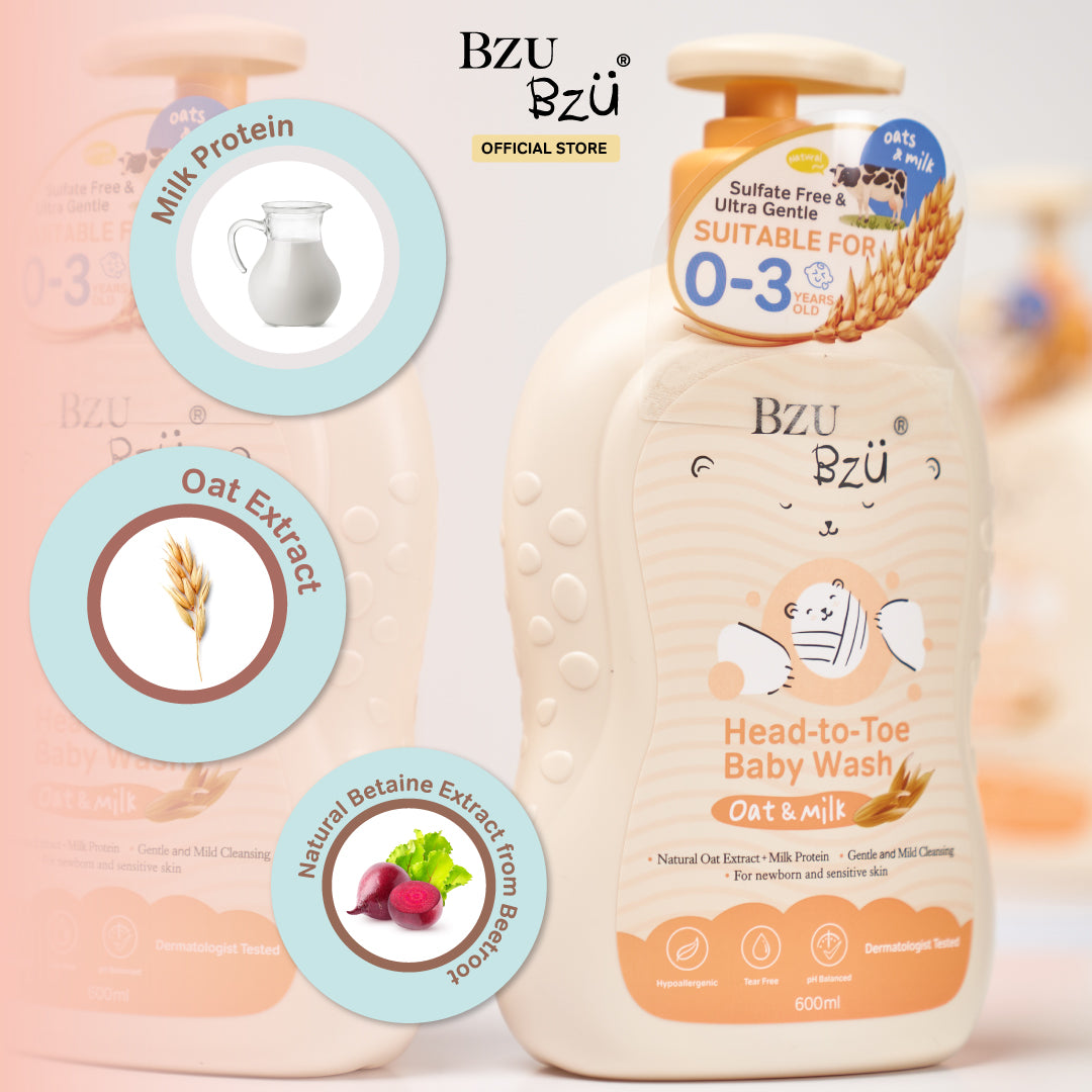 BZU BZU Head to Toe Baby Wash and Shampoo Oat & Milk, 600ml – BZU BZU ...